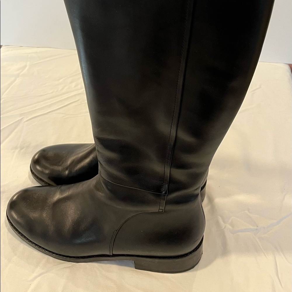 Cole Haan Black Leather Riding Boots with Extended Size Calf